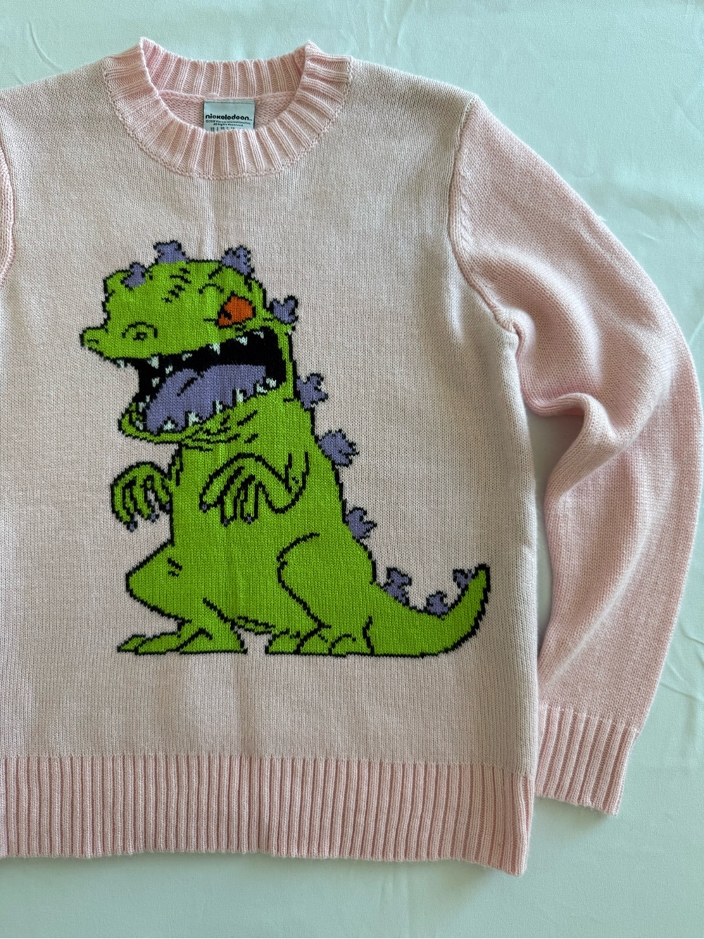 Nickelodeon Hot Topic RugRats Pink Reptar Crewneck Sweater - Picture 4 of 9